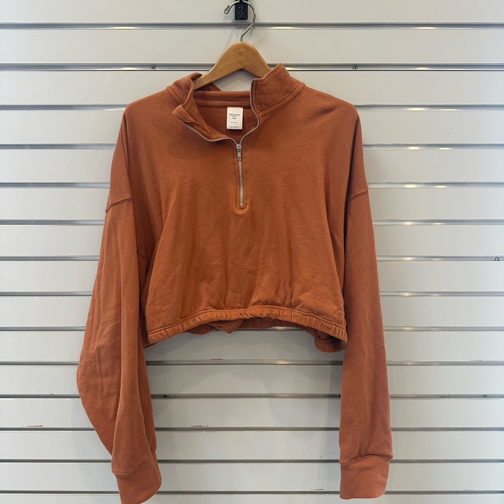 Women's Cropped Zip-Up Top in Rust